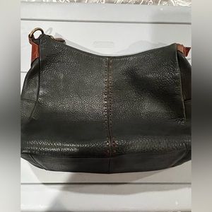 Vintage Black Leather Fossil Shoulder Bag